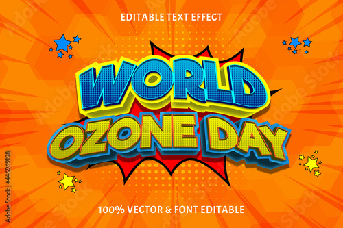 World ozone day editable text effect comic style