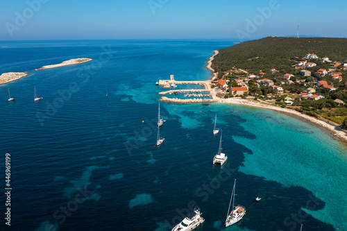 Aerial view of the Premuda island, the Adriatic Sea in Croatia photo