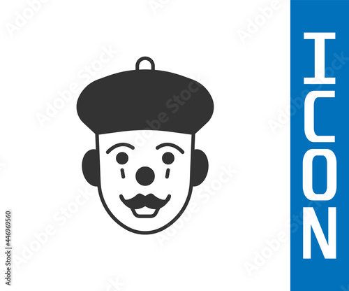Grey French mime icon isolated on white background. Vector