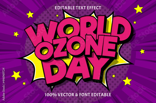 World ozone day editable text effect emboss comic style