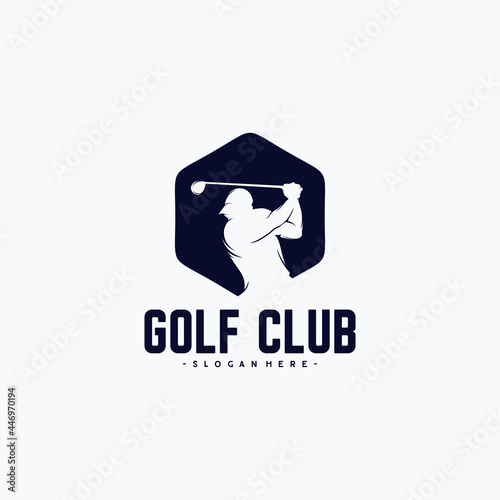 Golf player logo design template