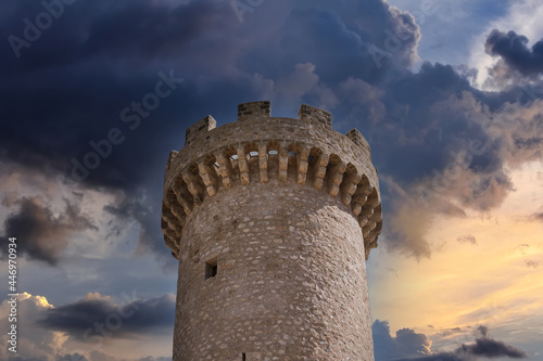 medieval tower during the sunset in the village of santo stefano di sessanio abruzzo
