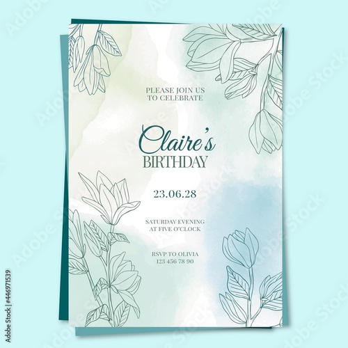Watercolor hand drawn party invitation