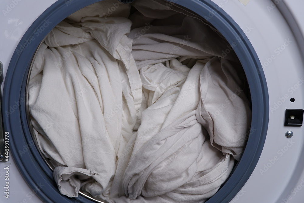 Laundry in the washing machine. Laundry.