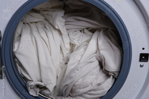 Laundry in the washing machine. Laundry.