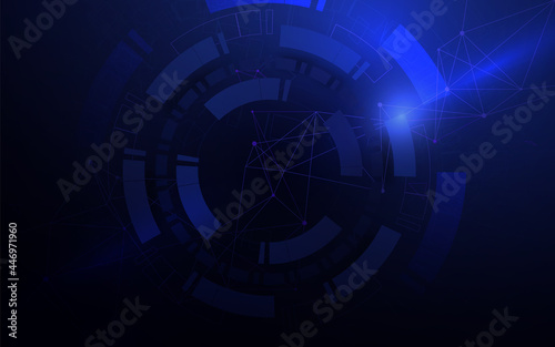 Abstract technology background with technology circle elements Hi-tech innovation concept. Network connection structure