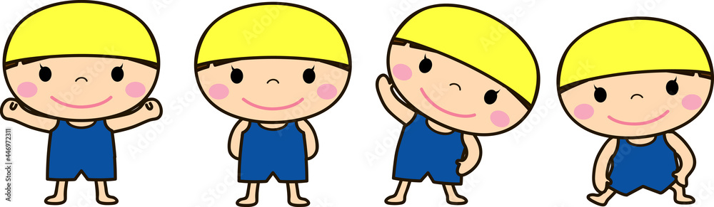 水泳・体操をする女の子 水泳・体操をする女の子