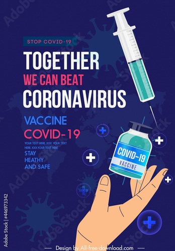 Covid19 vaccination poster medical elements viruses sketch