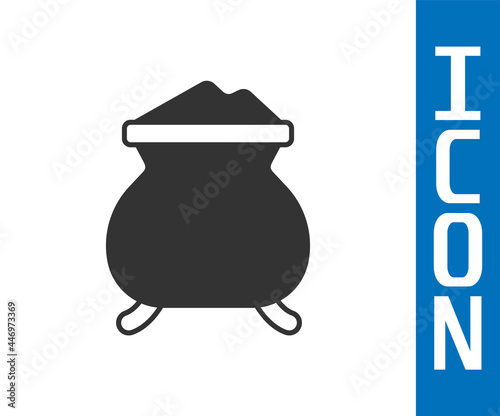 Grey Molten gold being poured icon isolated on white background. Molten metal poured from ladle. Vector