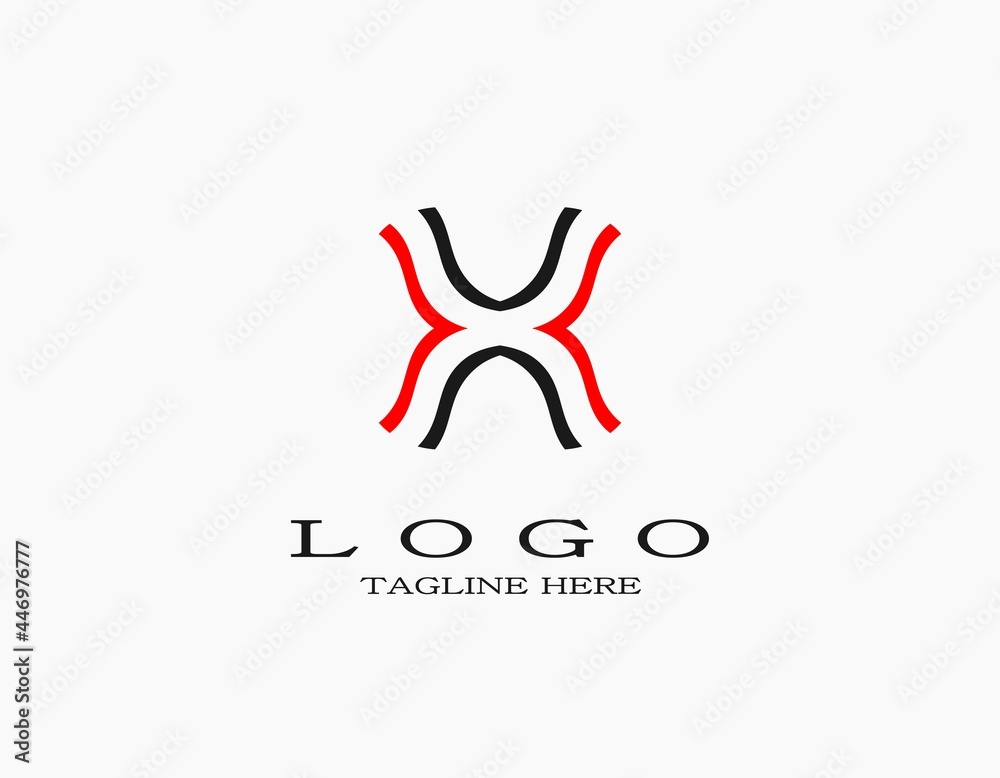 Modern letter X logo. Minimal design with black and red lines. Design a logo for your brand and company name. Modern letter X logo. Minimal design with black and red lines. Design a logo for your brand and company name.