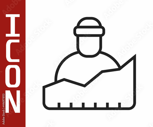 Black line Growth of homeless icon isolated on white background. Homelessness problem. Vector