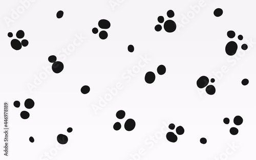 Dalmatian dog black and white chaotic spotted print texture. Vector illustration