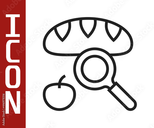 Black line Searching for food icon isolated on white background. Homelessness and poverty concept. Vector