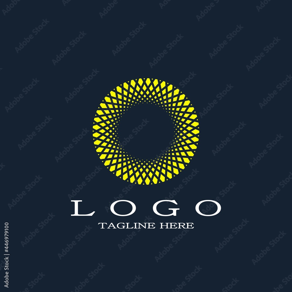 Simple abstract of yellow circular logo. Elegant round with abstract floral pattern. Mandala design concept. Simple abstract of yellow circular logo. Elegant round with abstract floral pattern. Mandala design concept.