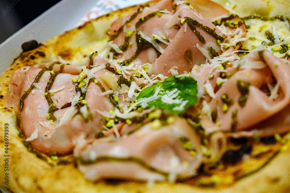 pizza mortadella e pistacchio Stock Photo Adobe Stock