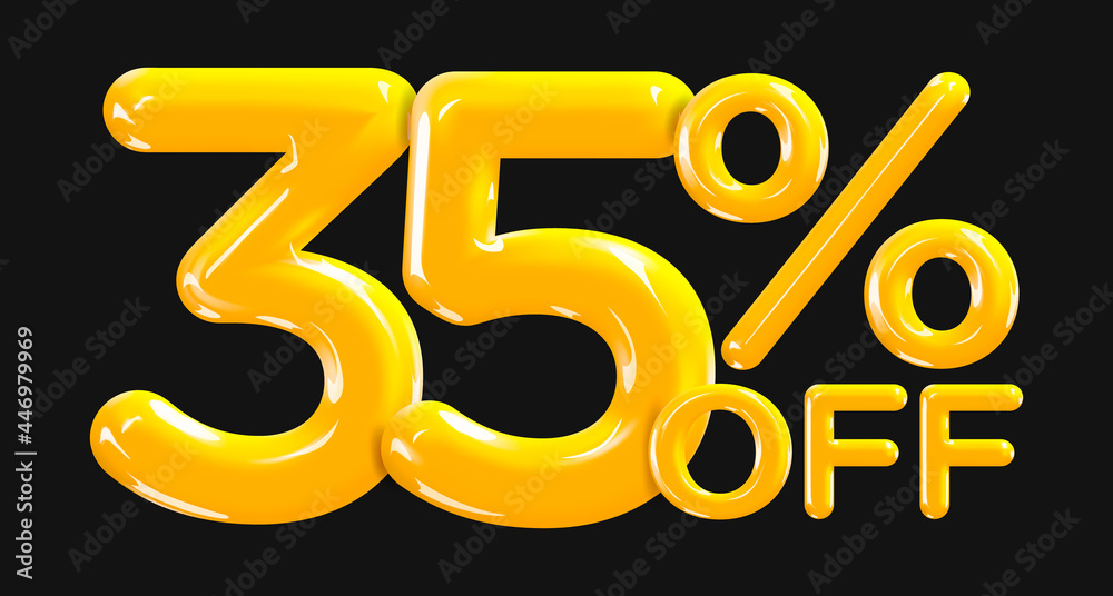 35 percent Off. Discount creative composition of golden or yellow balloons. 3d mega sale or thirty five percent bonus symbol on black background. Sale banner and poster. Vector illustration. 35 percent Off. Discount creative composition of golden or yellow balloons. 3d mega sale or thirty five percent bonus symbol on black background. Sale banner and poster. Vector illustration.