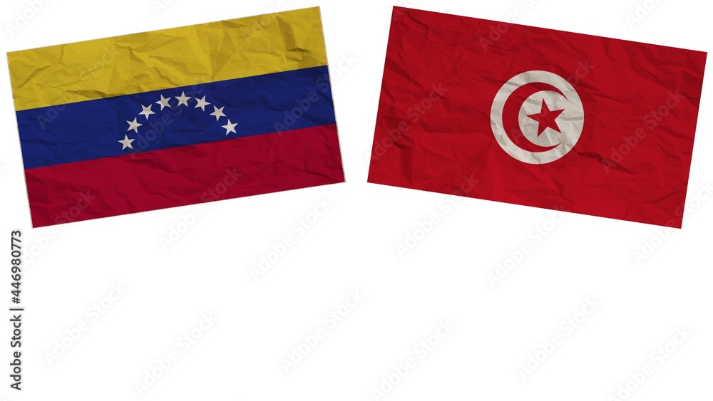 Tunisia and Venezuela Flags Together Paper Texture Effect Illustration Tunisia and Venezuela Flags Together Paper Texture Effect Illustration