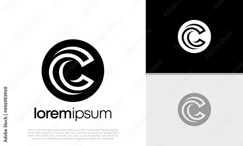 Innovative high tech logo template. Abstract artificial intelligence logo. Initial C logo design.	

