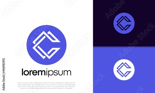 Innovative high tech logo template. Abstract artificial intelligence logo. Initial C logo design. 