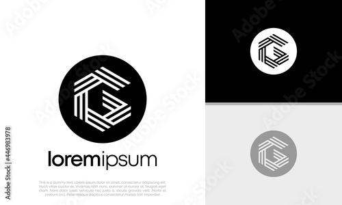 Innovative high tech logo template. Template label for blockchain technology. Technology Logo. Initials G logo design.