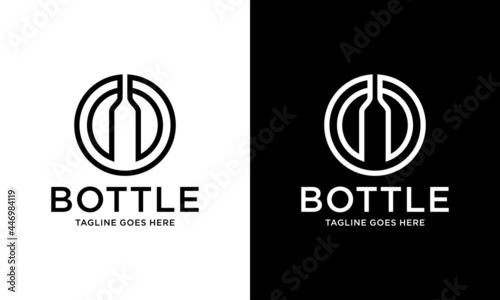 Wine bottle silhouette. Wine bottle. Champagne bottle silhouette. Vector icon. Wine bottle stencil. jar icon. line art. Logo templates. bottle template.