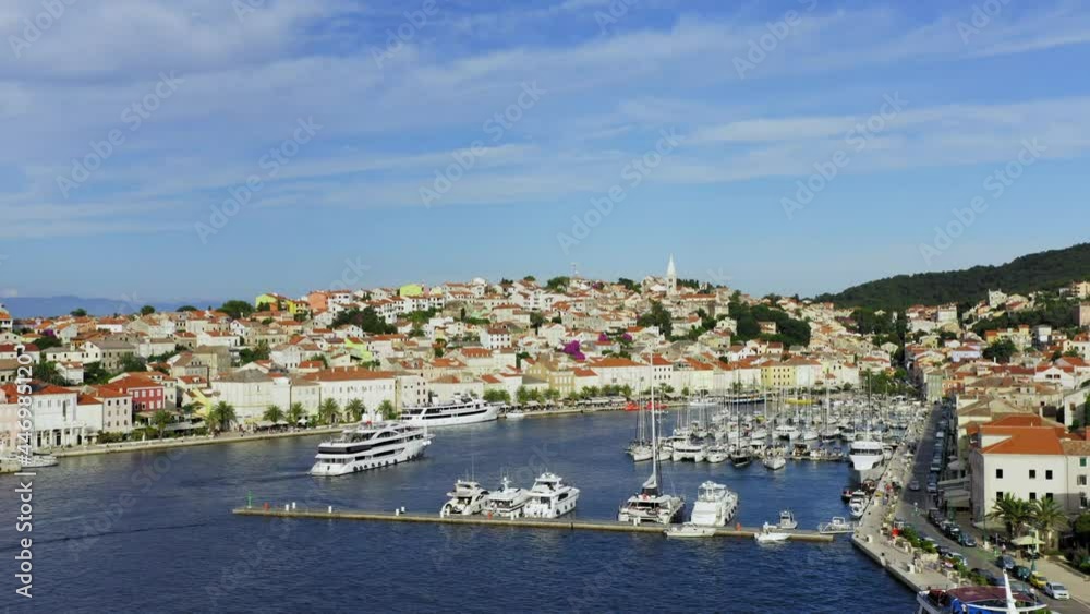 Aerial view of Mali Losinj town on Losinj island, the Adriatic Sea in Croatia Aerial view of Mali Losinj town on Losinj island, the Adriatic Sea in Croatia