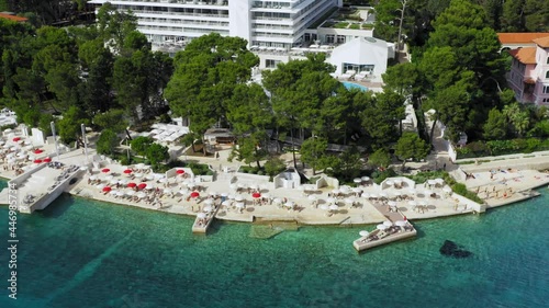 Aerial view of the beach near Mali Losinj town on Losinj island, the Adriatic Sea in Croatia photo