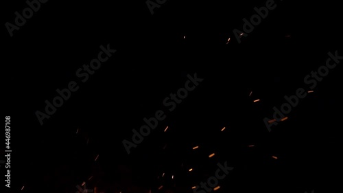 slow motion fire particles on a black background