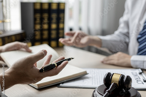 Obraz na plátně Attorneys or lawyers are advising clients in defamation cases, they are collecting evidence to bring charges against the parties for damages