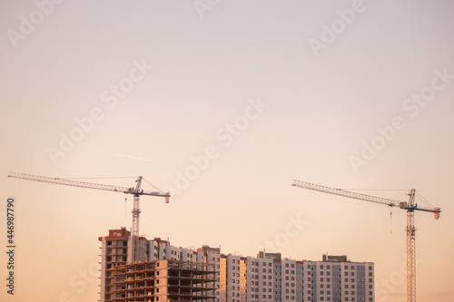 Construction crane and a building house