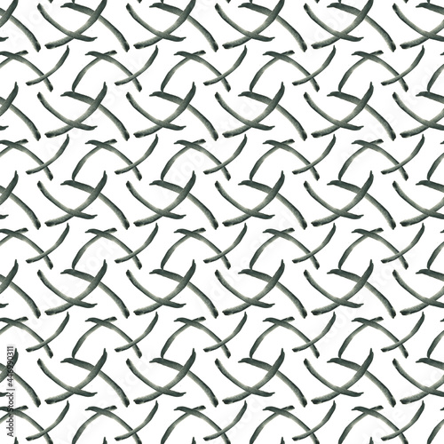 Watercolor Seamless paper pattern.Black and white stripes branches.Dots on a white background.Background for paper packaging design.