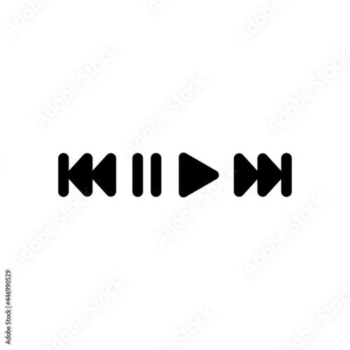 Play Pause Rewind buttons mini tiny tatoo or logo. Blackwork.