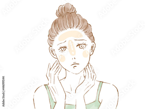 テカリがある肌に悩む女性
