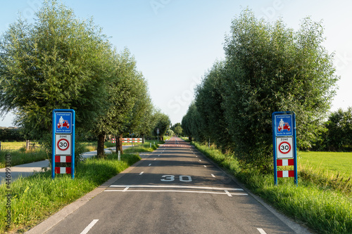 Foto Road signs with the inscription bicycle street - car is a guest and 30 kilometer zone