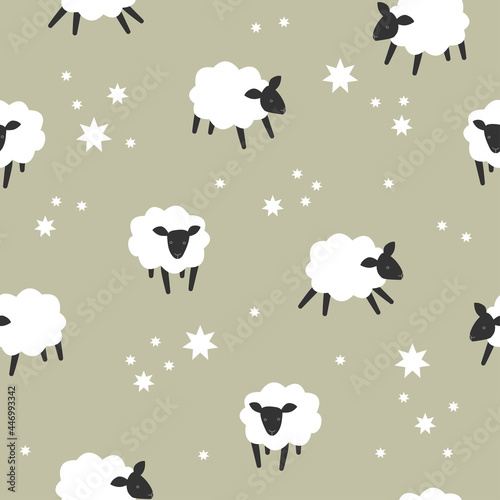 Seamless pattern with sheep