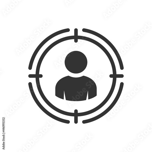 Headhunting, user icon. Target audience. Customer, client targeting. Consumer centricity. Aim people sign
