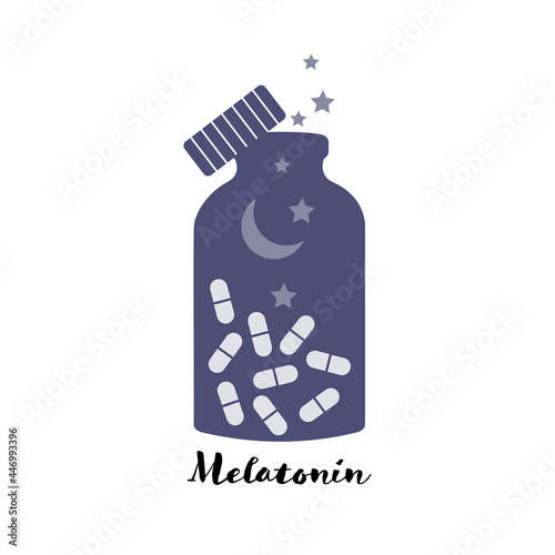 Melatonin pills in a jar, for sleeping aid, insomnia treatment