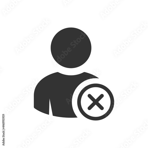Rejected user icon. Delete contact sign design. Delete account icon. User icon with remove, ignore, remove