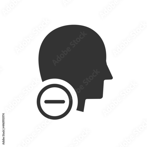 Negative mind icon. Remove user. Person head with minus symbol