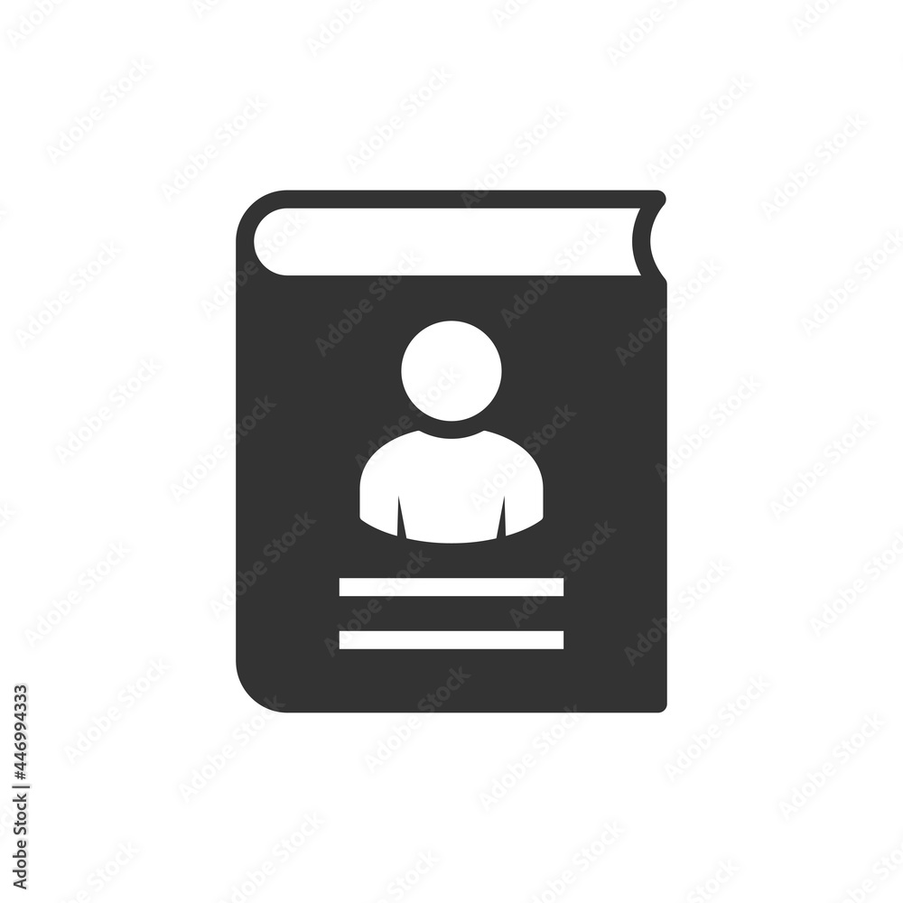 Address book icon. Contact note illustration. Phone book. Book with human icon. Diary, notebook symbol Address book icon. Contact note illustration. Phone book. Book with human icon. Diary, notebook symbol