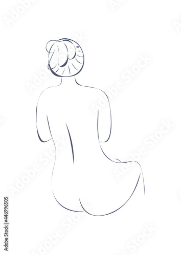 Woman silhouette, female body, body positive, cosmetic concept, black on white