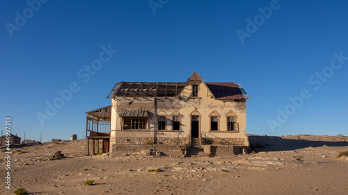 One of the neglected houses at the forgotton ghost town of Kolmanskop, Namibia