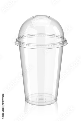 Plastic cup for cocktail. 3d rendering. Isolated on white.