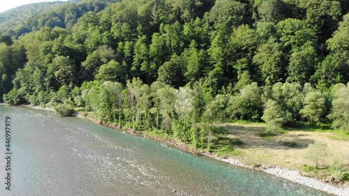 Majestic Aerial Flight Through Epic Landscape River. Amazing Nature. 4K