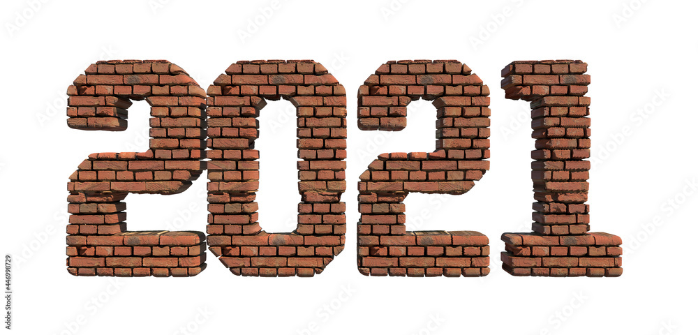 2021 red brick wall bold letters isolated on white 3d-illustration
2021 red brick wall bold letters isolated on white 3d-illustration