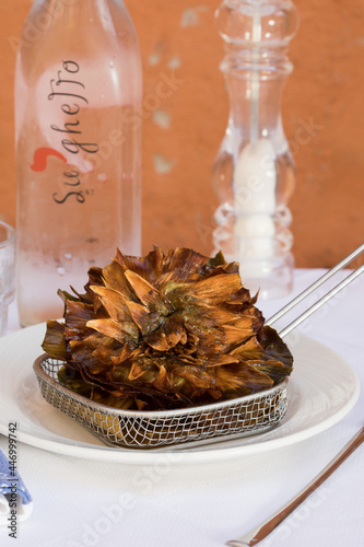 carciofi alla giudia on a plate
