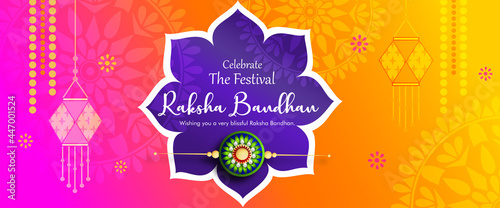 Rakhi Festival Background Design with Creative Rakhi Illustration, Indian festival Raksha Bandhan Vector Illustration with hindi text 'raksha bandhan'