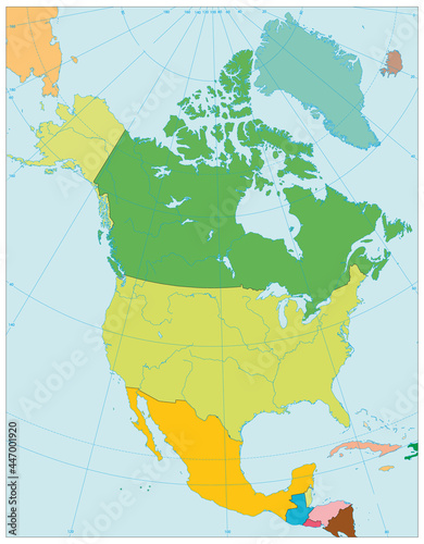 North America Political Map. No text photo