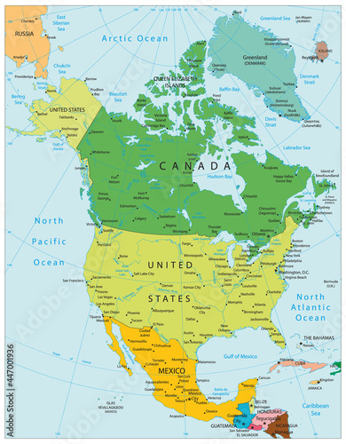 North America Political Map photo