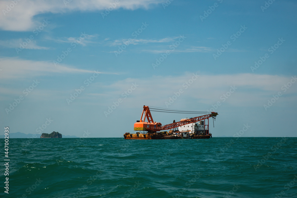 Obraz premium Offshore oil platform. Drilling and production. Petroleum industry